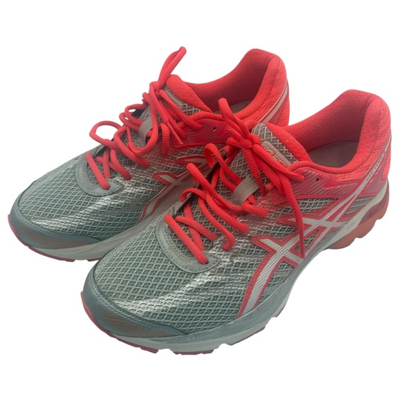 ASICS Gel Running Shoes Gray Red Orange Men’s Size 9.5 T764N - Picture 1 of 8